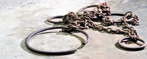 Shackles on convict ship