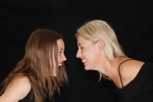 Mother and daughter laughing 
